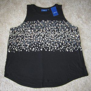 Apt. 9 women's XXL black glittery cheetah stripe blouse tank